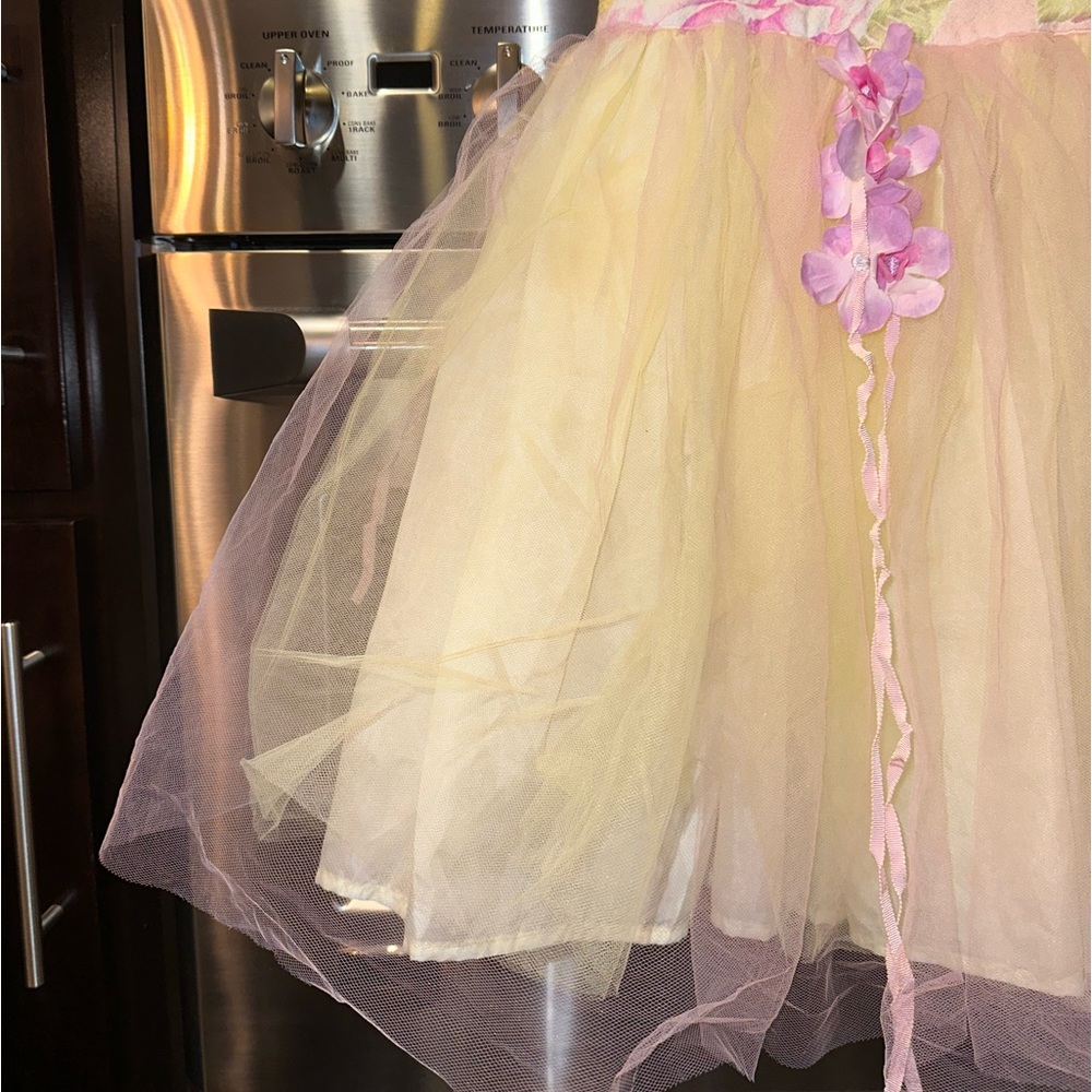 Girls size 3T Yellow and pink tulle dress - Picture 4 of 9